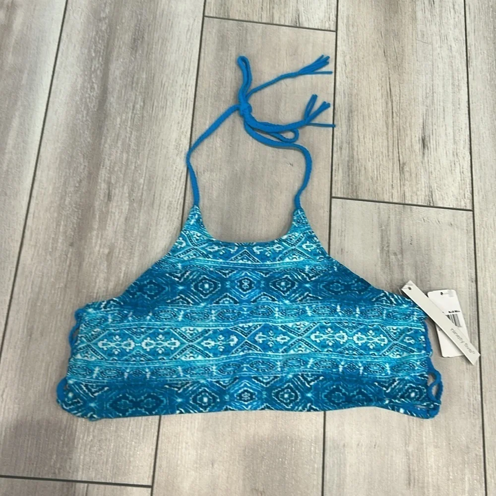 Ninety Five blue halter swim bikini top size large